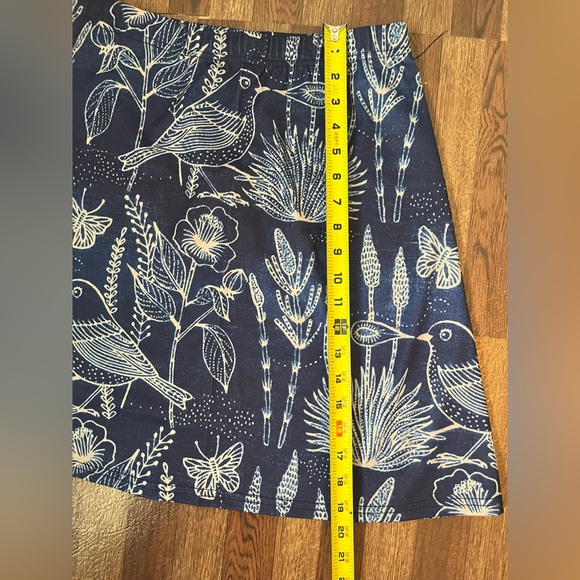 MissLook Women’s Asymmetrical Skirt Cotton All over Print Birds Blue/White Sz LG - Picture 9 of 10